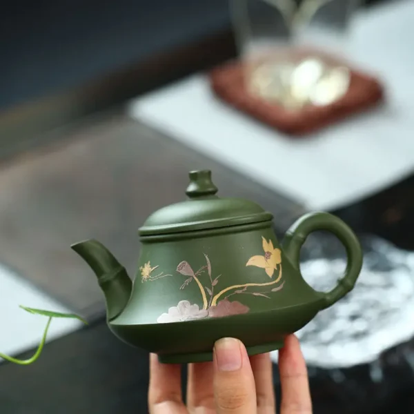 Real Handmade Green Mud Yixing Kung Fu Teapot