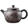 Hand Carved Lotus Black Mud Yixing Teapot